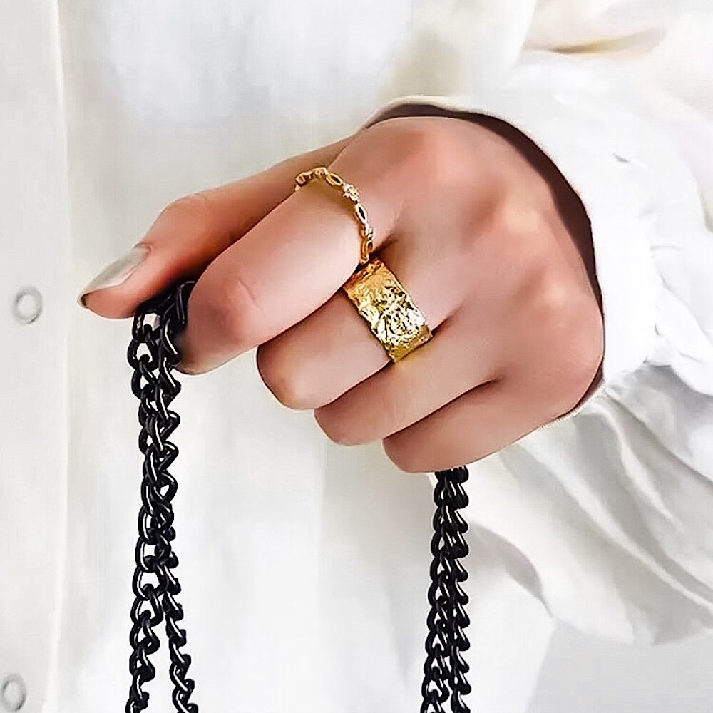 ⚜️[𝟯/$𝟯𝟴]⚜️Gold Textured Resizable Ring NEW - Picture 2 of 8